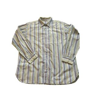 GAP Men's XXL Y2K‎ Button Up Shirt Striped Multicolor Cotton Long Sleeve Casual